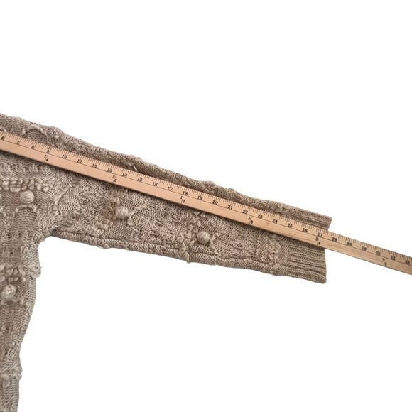 &Merci En Merci Chunky Beige Bobble Cardigan Pockets Cottagecore Minimalist - Picture 11 of 12